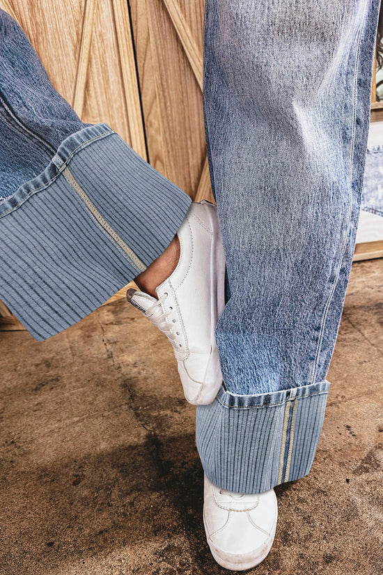Cuffed Straight Loose Jeans
