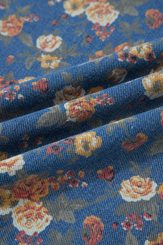 Vintage Rose Printed Pleated Overall Jumpsuit