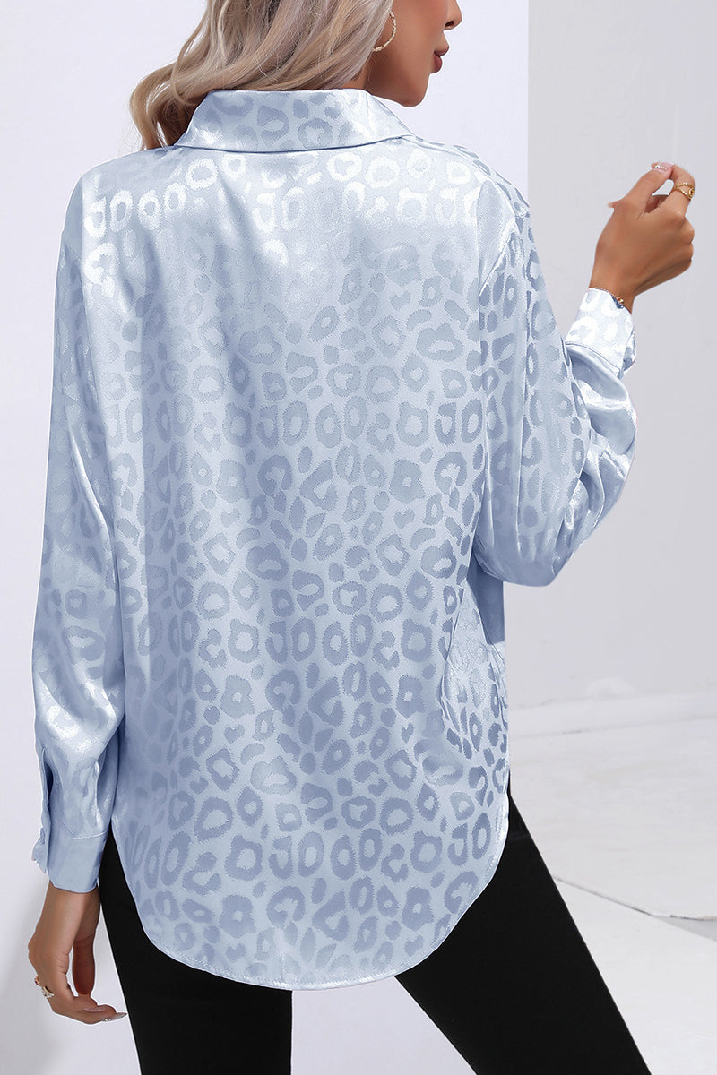Chic Leopard Print Button-Down Blouse