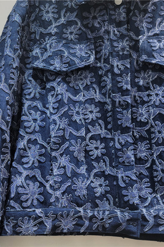 Floral Pattern Denim Jacket