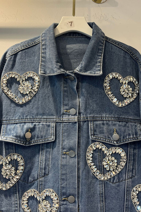 Heart Embellished Denim Jacket