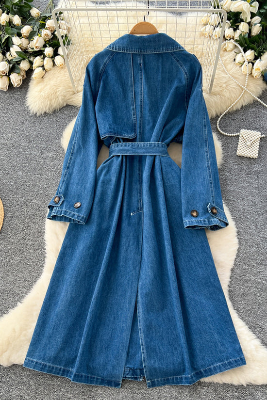Belted Denim Trench Dress
