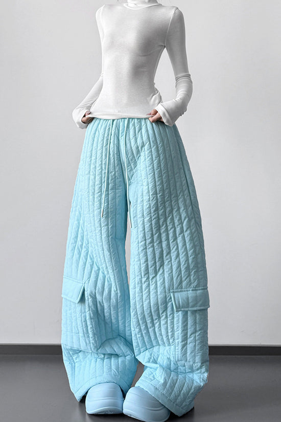 Quilted Wide-Leg Casual Pants