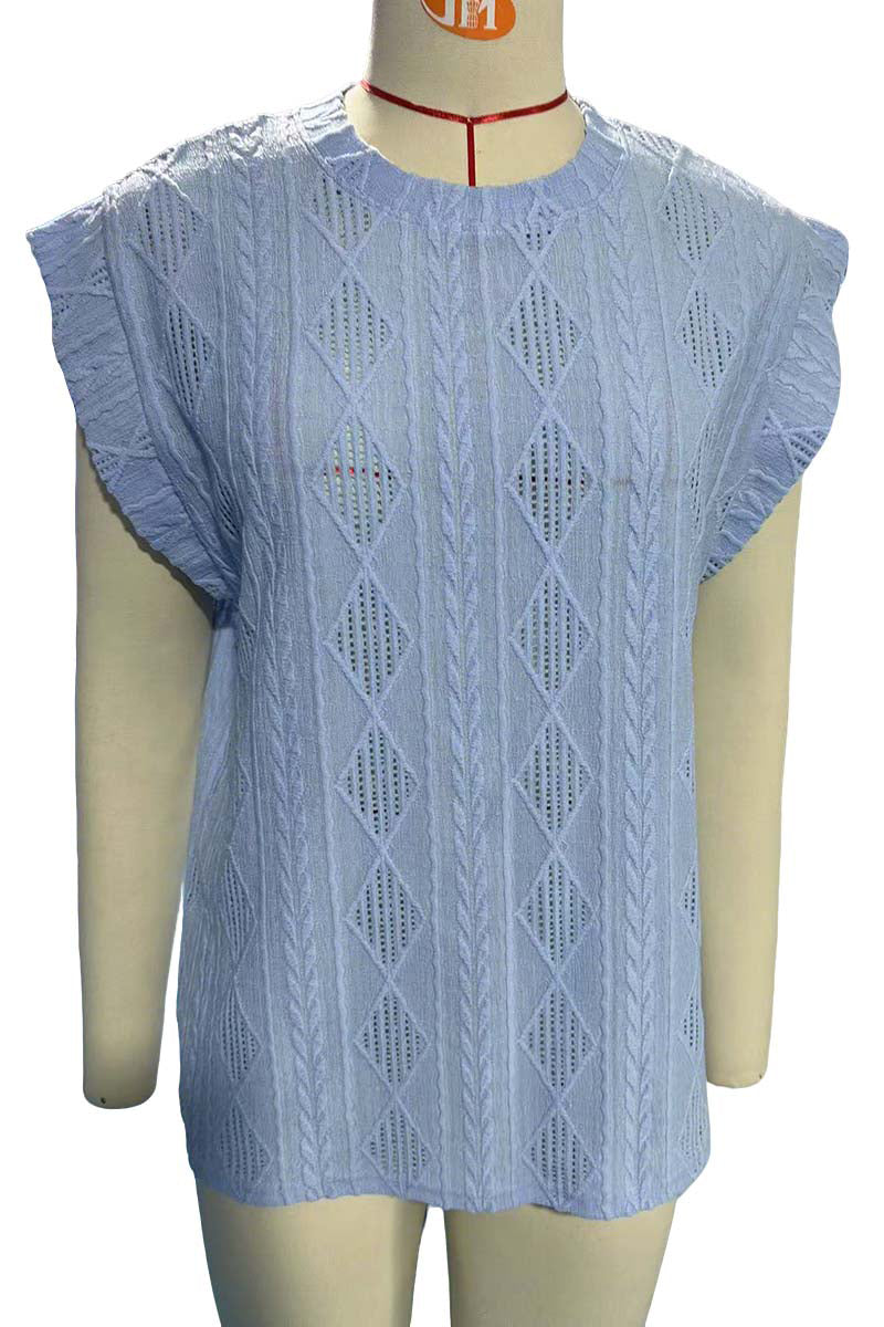 Elegant Sleeveless Geometric T-Shirt