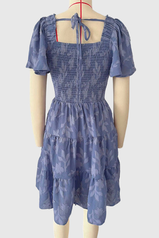 Floral Smocked Square Neck Casual Dress
