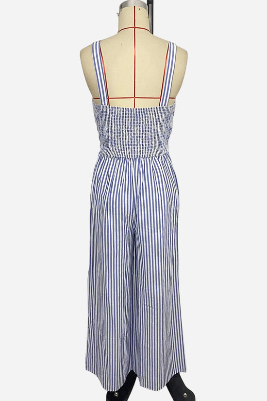 Cutout Striped Wide-Leg Jumpsuit
