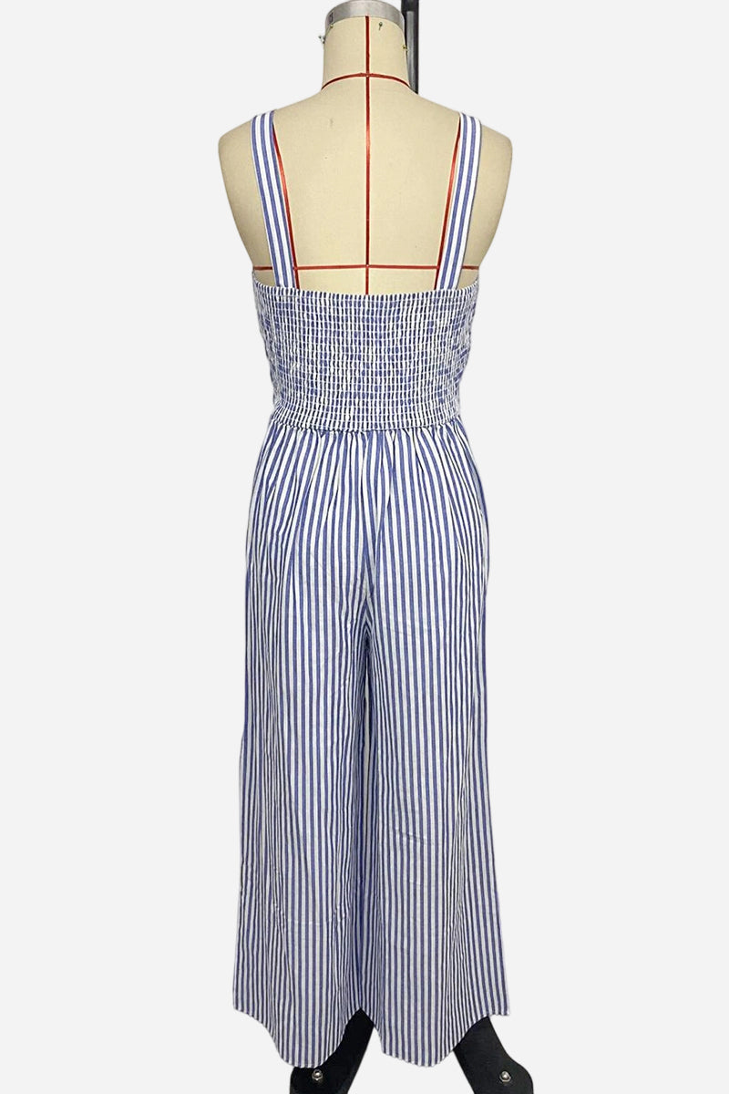 Cutout Striped Wide-Leg Jumpsuit