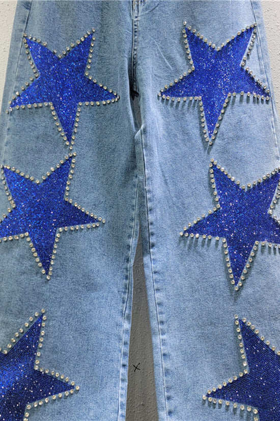 Star-Embellished Straight Jeans