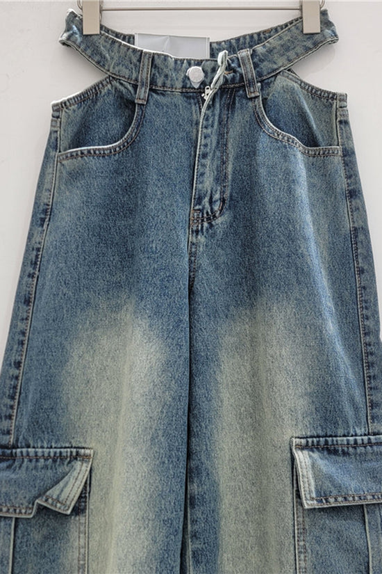 Cargo Pocket Straight Leg Denim