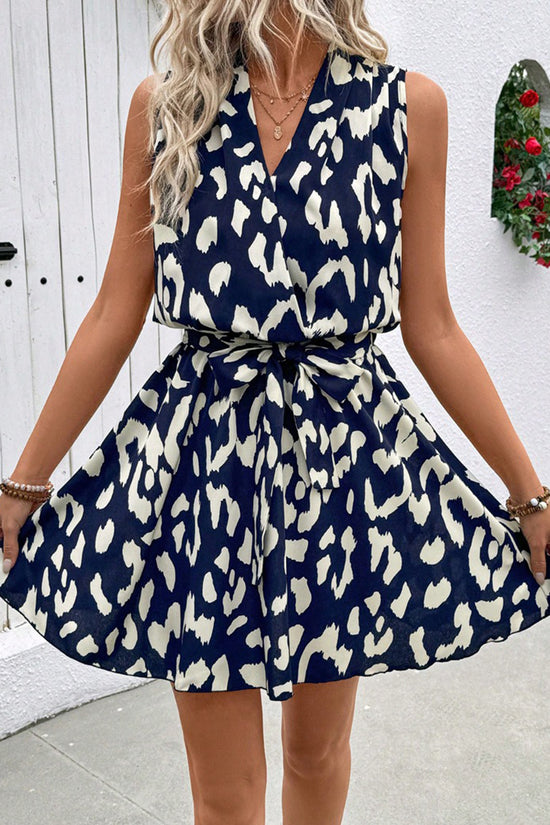 V-Neck Belted Casual Dress