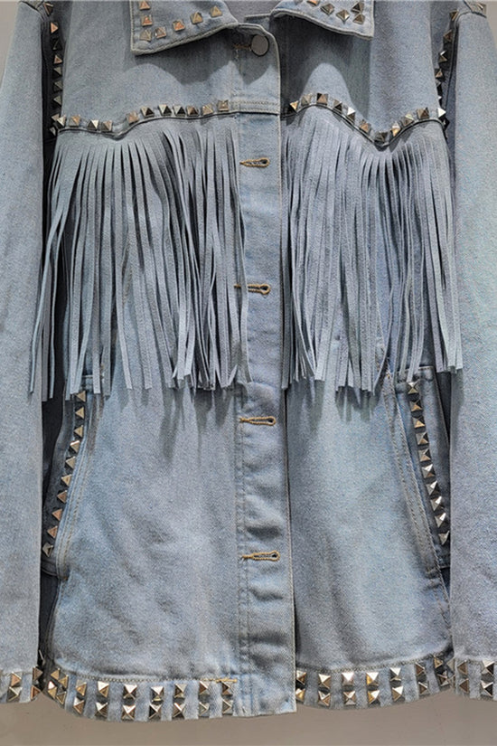 Fringe Studded Denim Jacket