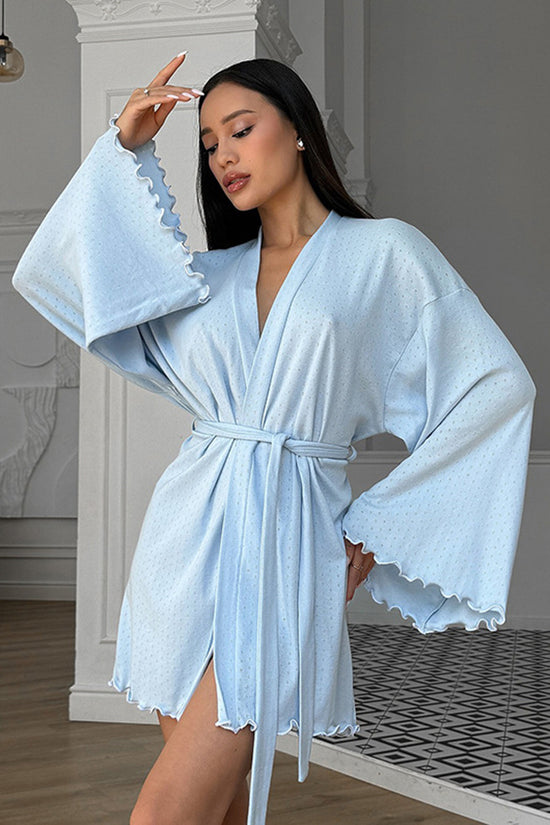 Elegant Flared Sleeve Loungewear Robe