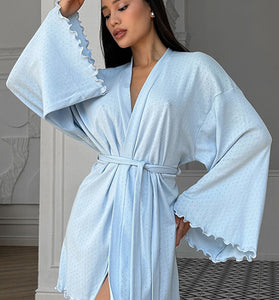 Elegant Flared Sleeve Loungewear Robe