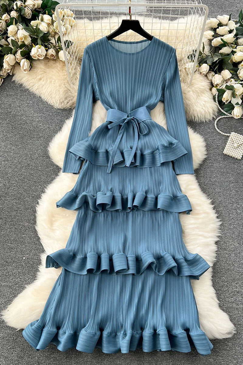 Tiered Ruffle Long Sleeve Casual Dress