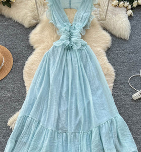Ruffle Plunge Casual Dress