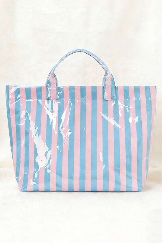 Striped Tote Bag with Glossy Finish