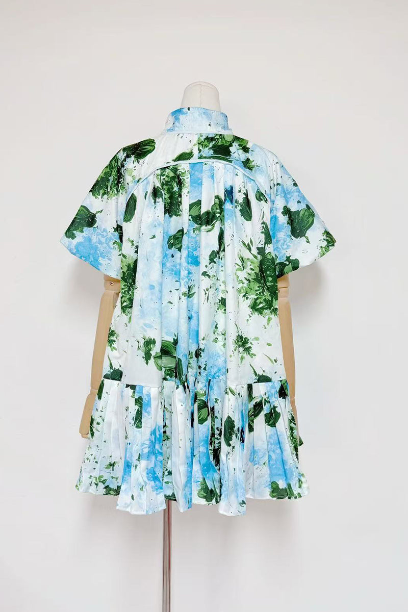 Floral Puff Sleeve Casual Dress