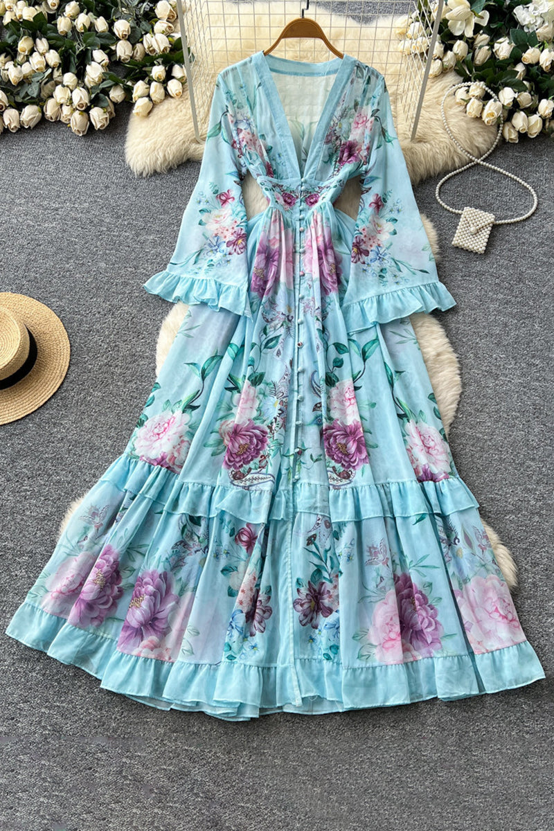Floral Print Long Casual Dress