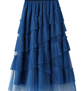 Layered Ruffle Midi Skirt