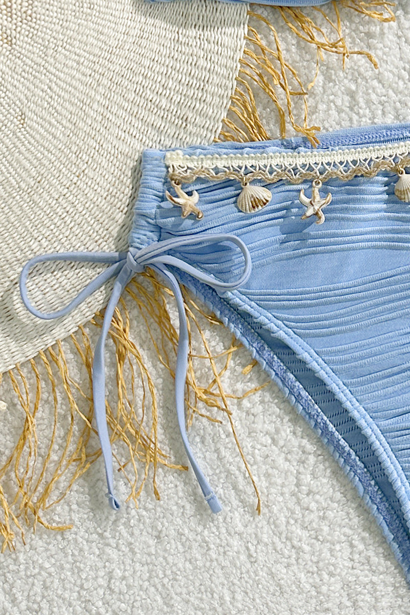 Shell-Embellished Bandeau Bikini Set