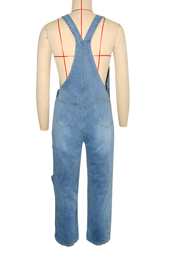 Wide-Leg Denim Jumpsuit