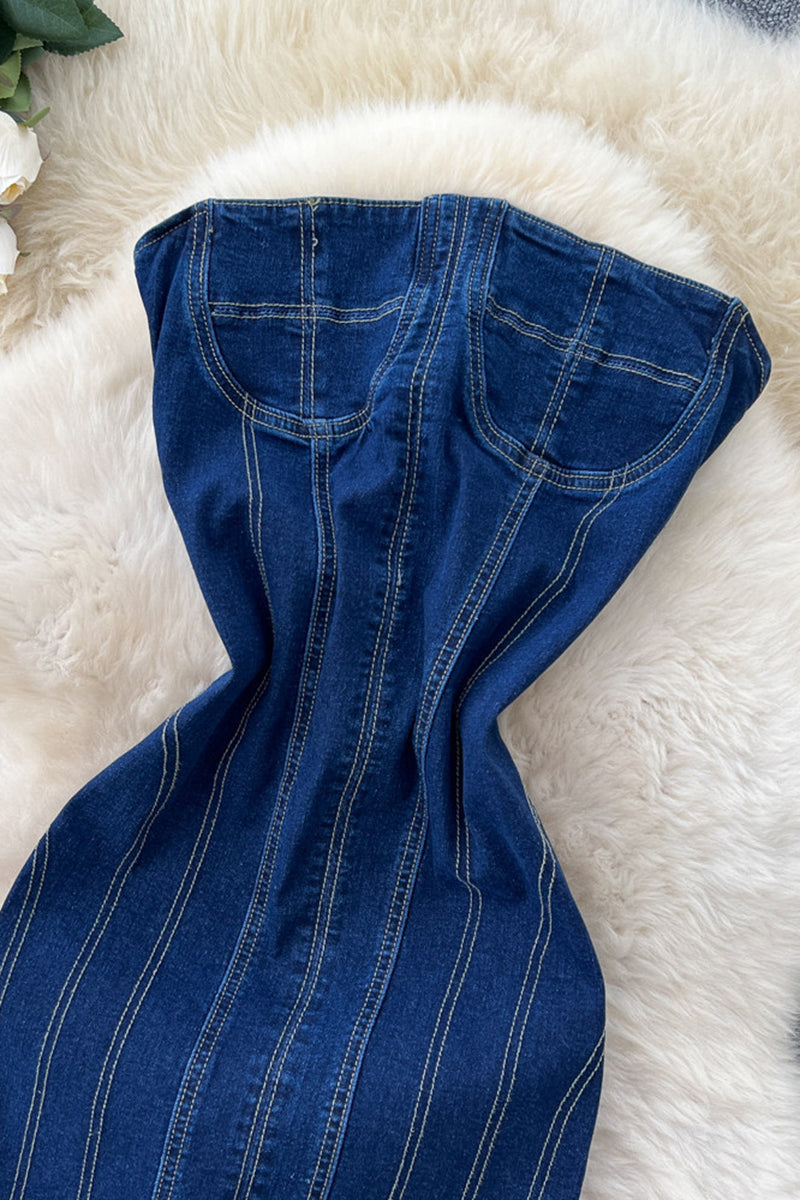 Sleek Denim Maxi Dress