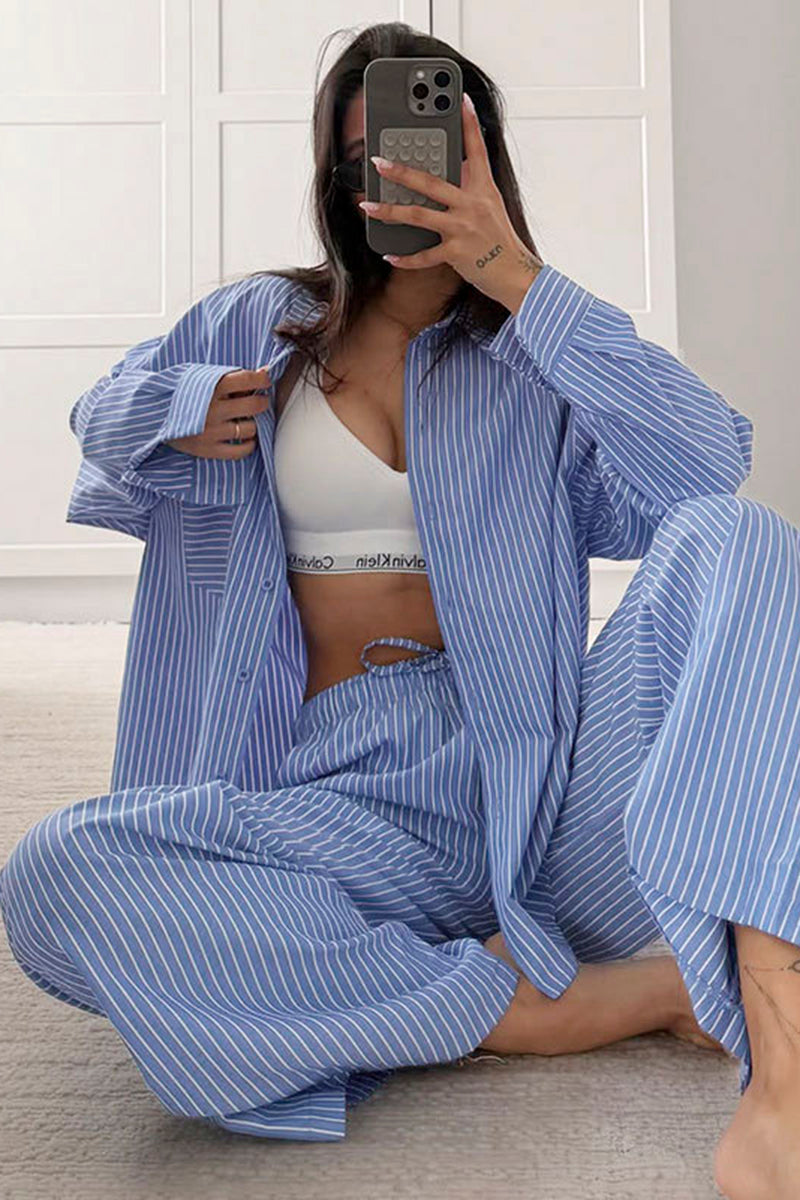 Striped Wide-Leg Pants Set