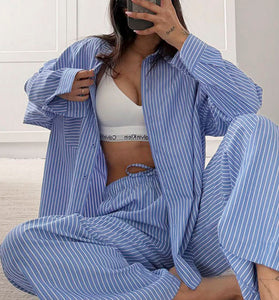 Striped Wide-Leg Pants Set
