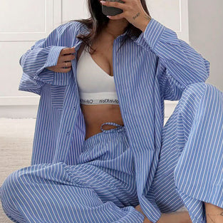 Striped Wide-Leg Pants Set
