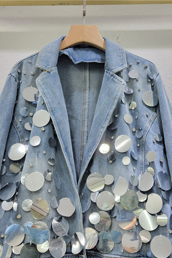Reflective Sequin Denim Jacket