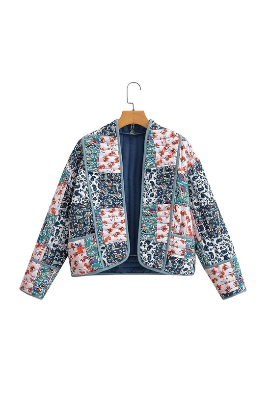 Patchwork Floral Print Quilted Jacket