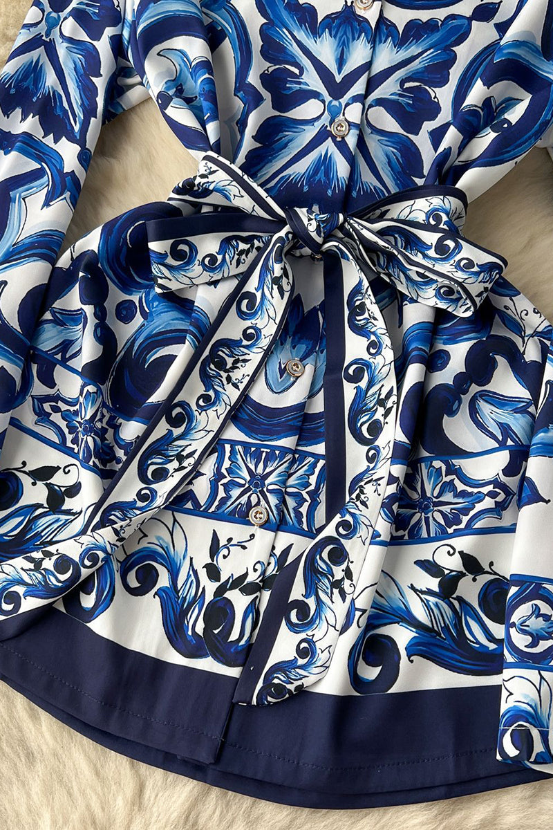 Ornate Print Long Sleeve Pants Set