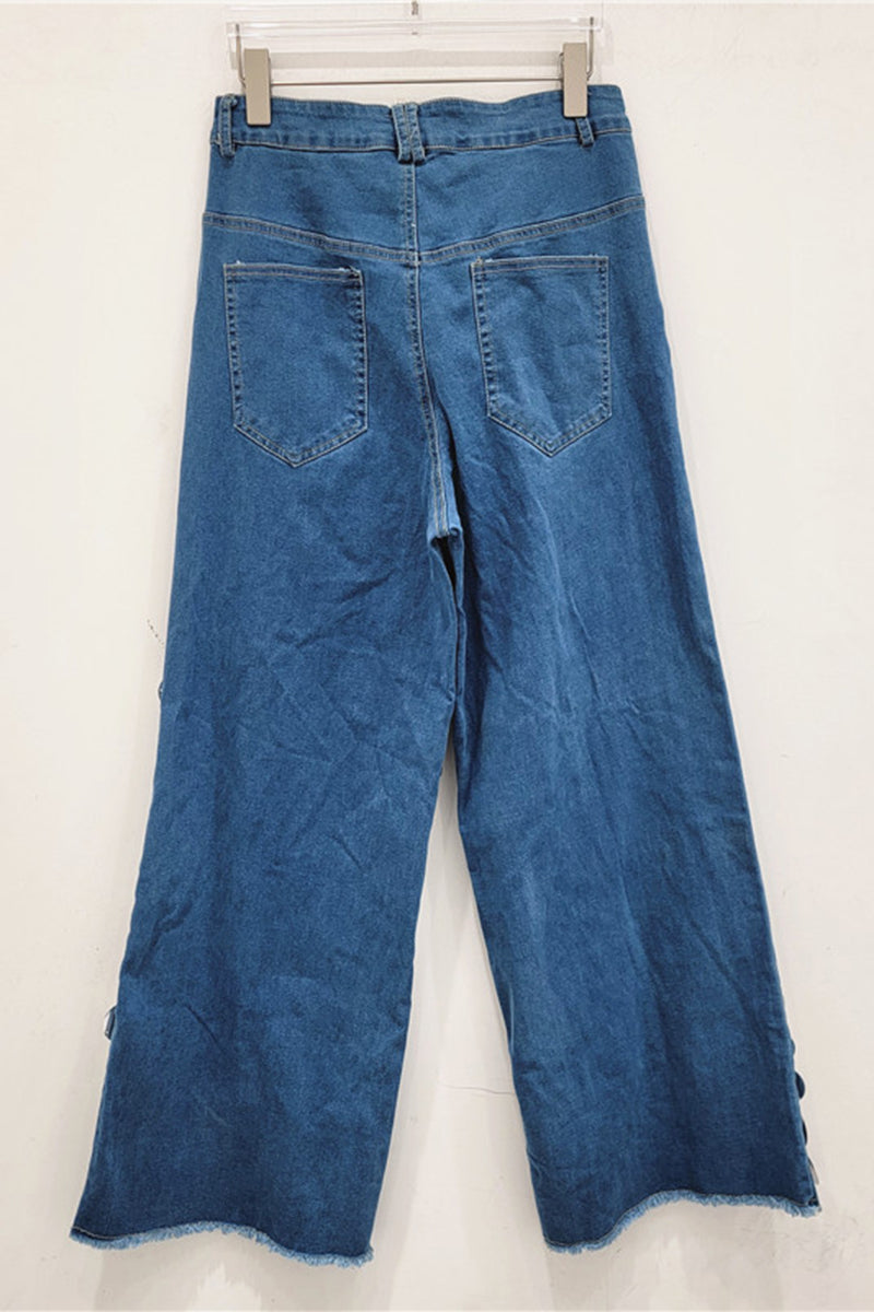 Reflective Sequin Straight Jeans