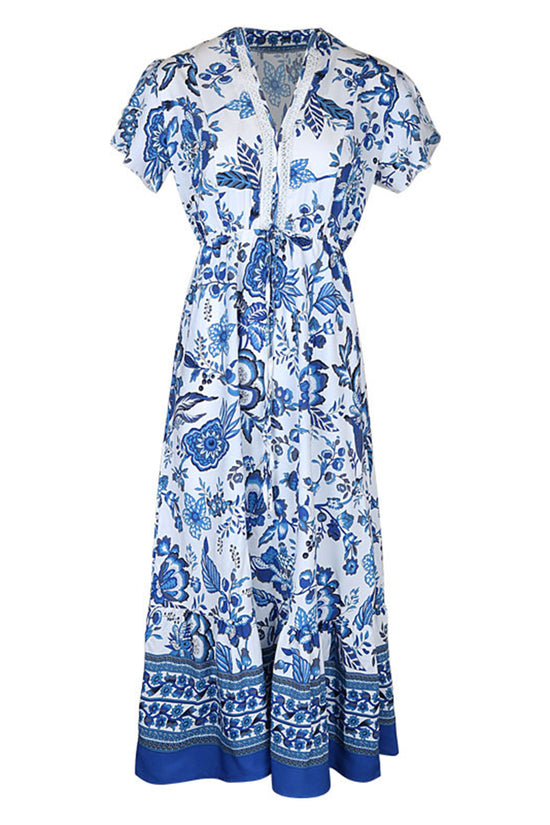 Floral Print V-Neck Casual Dress