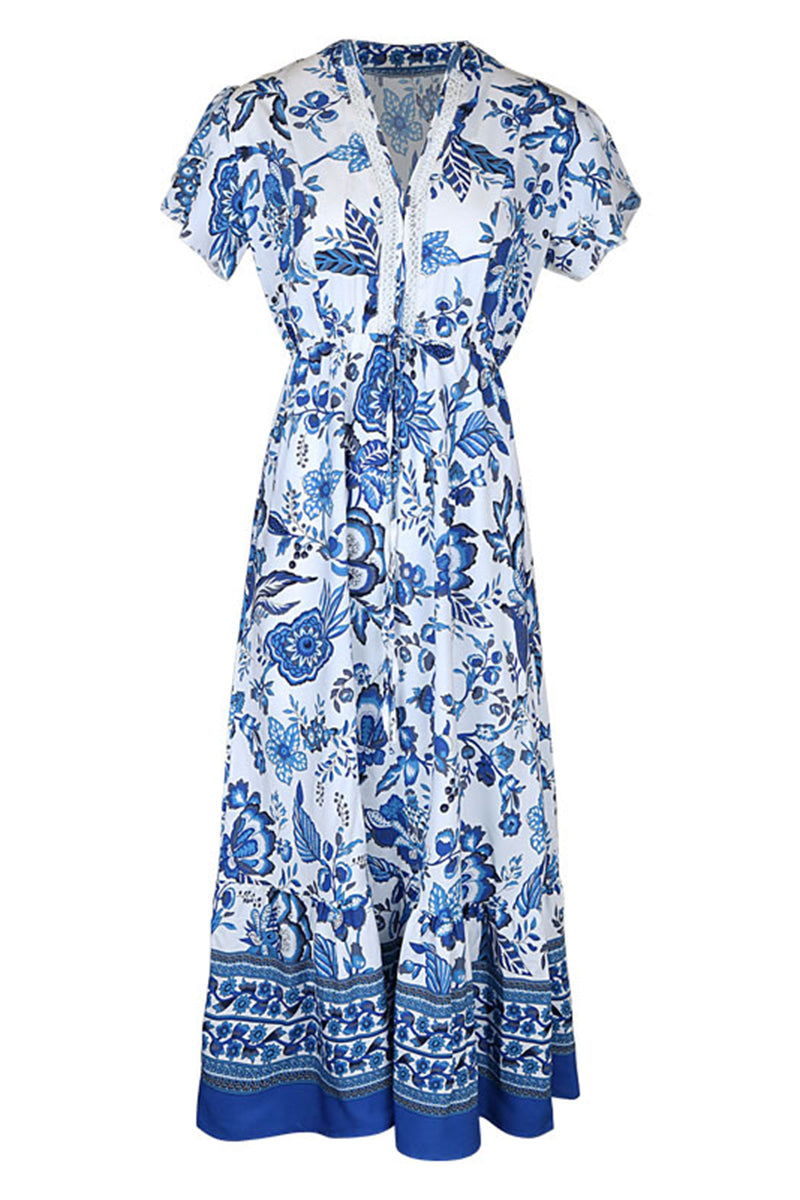 Floral Print V-Neck Casual Dress