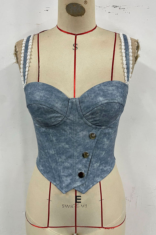 Buttoned Bustier Tank Top