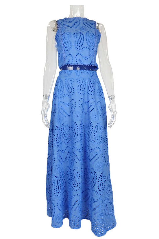 Elegant Patterned Two-Piece Skirt Set