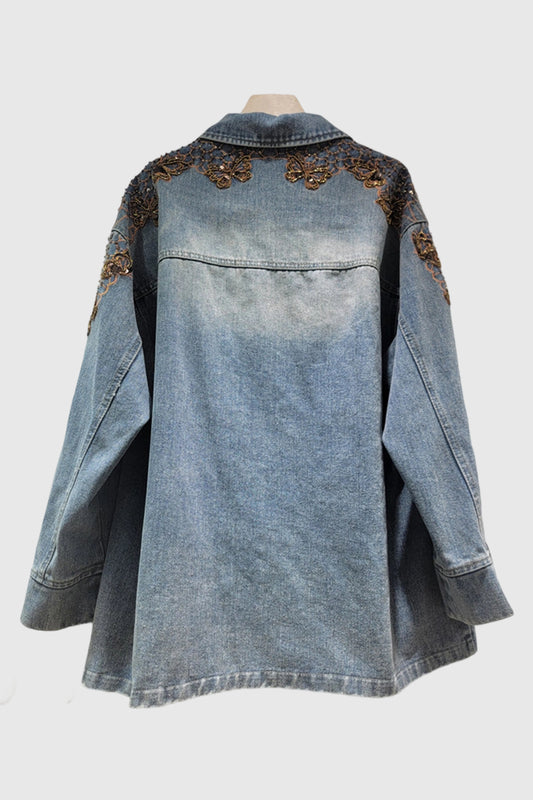 Butterfly Motif Denim Jacket