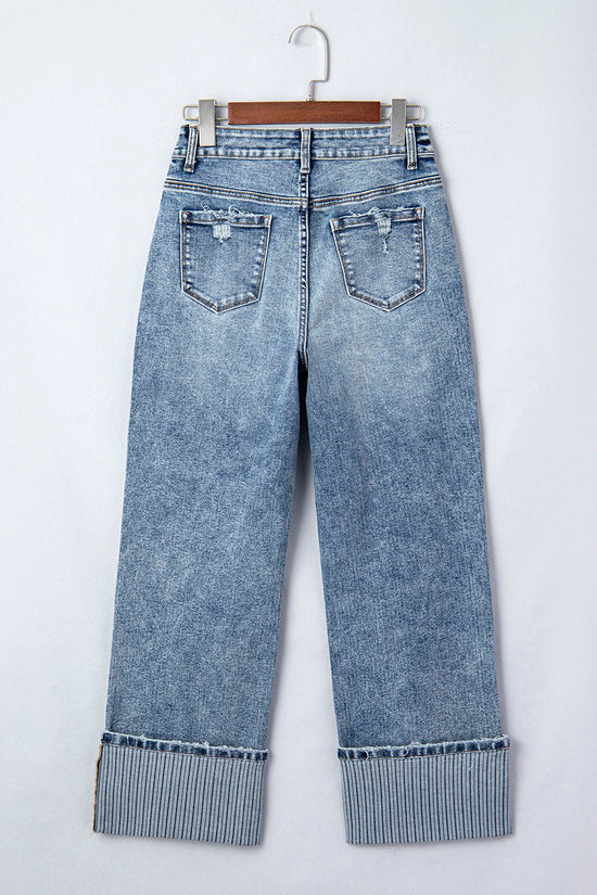 Cuffed Straight Loose Jeans