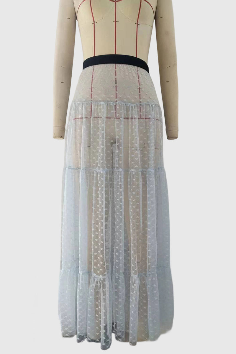 Sheer Layered Midi Skirt