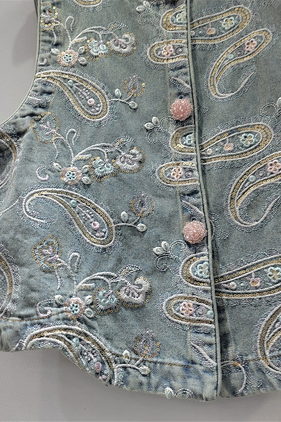 Floral Paisley Button-Up Vest