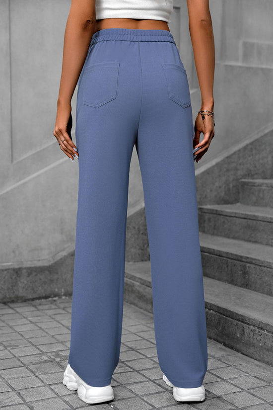 High-Waisted Button Casual Pants