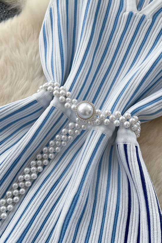 Classic Striped Sleeveless Casual Dress