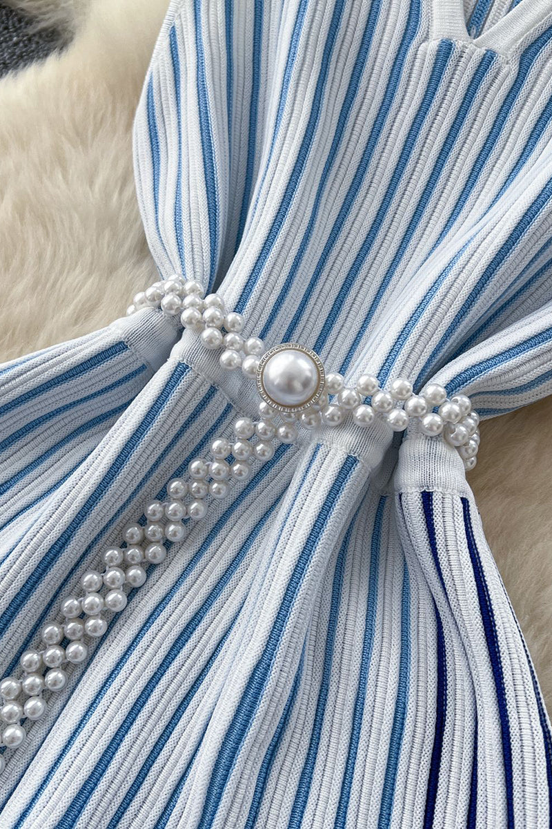 Classic Striped Sleeveless Casual Dress