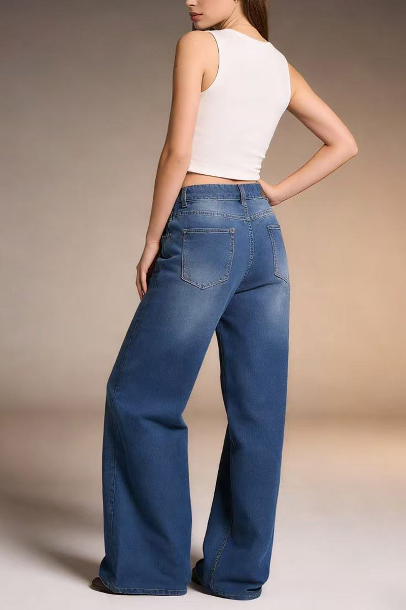 High-Waisted Straight-Leg Jeans