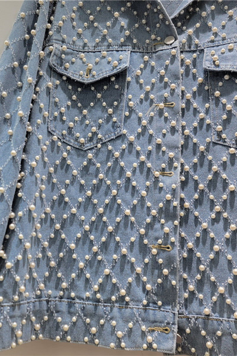 Pearl Studded Denim Jacket