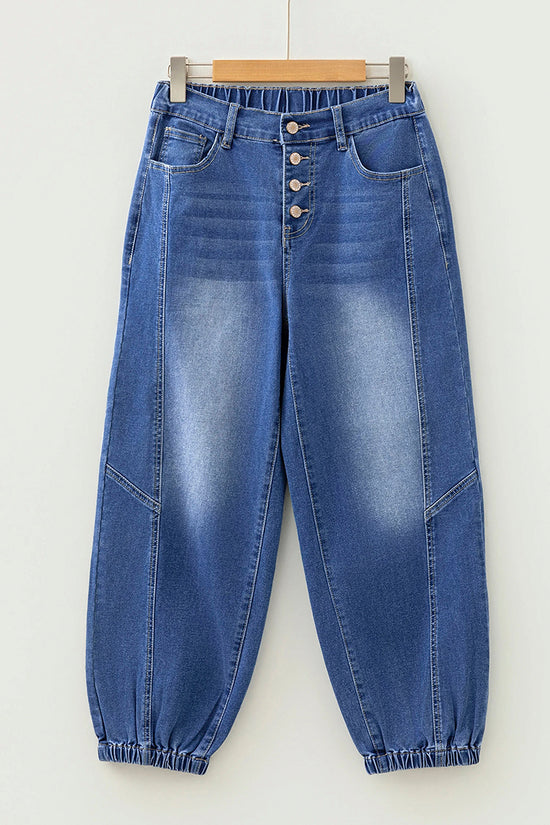 Button Front Tapered Jeans