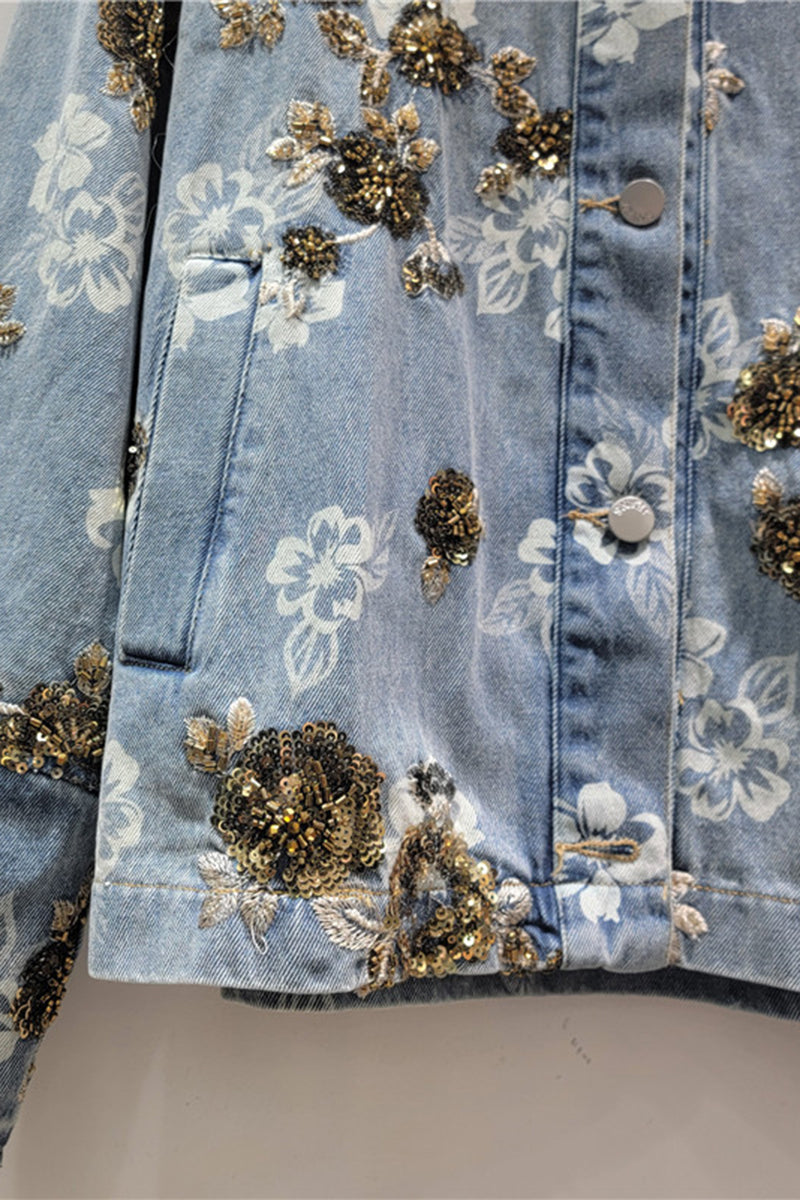 Floral Embellished Denim Jacket