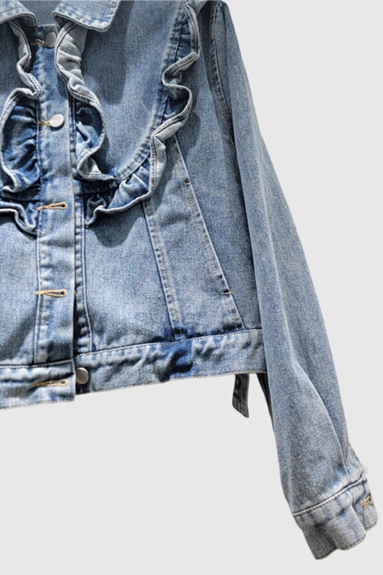 Ruffled Detail Denim Jacket