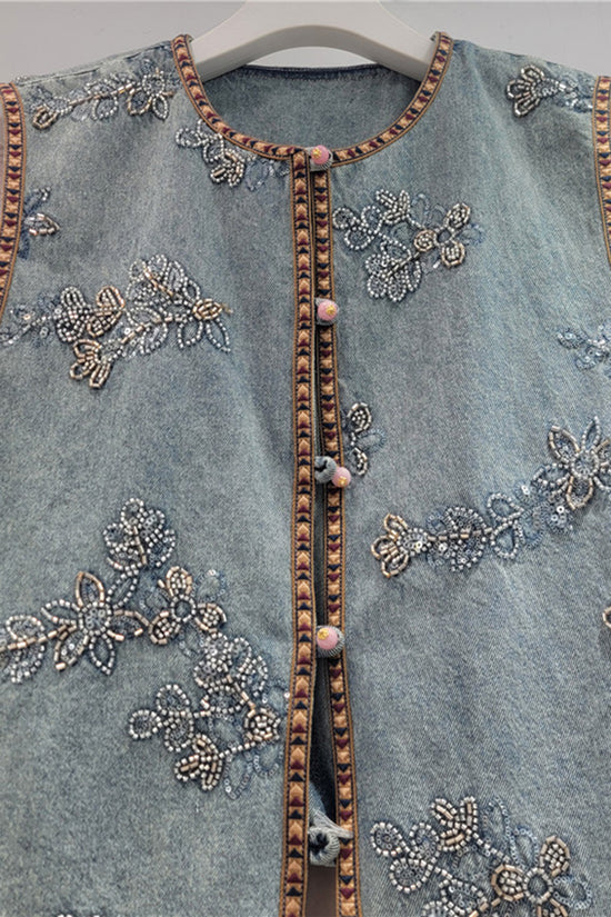Embellished Button-Front Vest